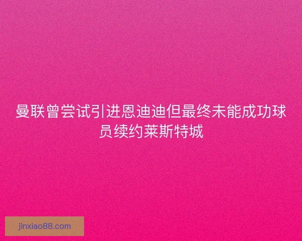 曼联曾尝试引进恩迪迪但最终未能成功球员续约莱斯特城